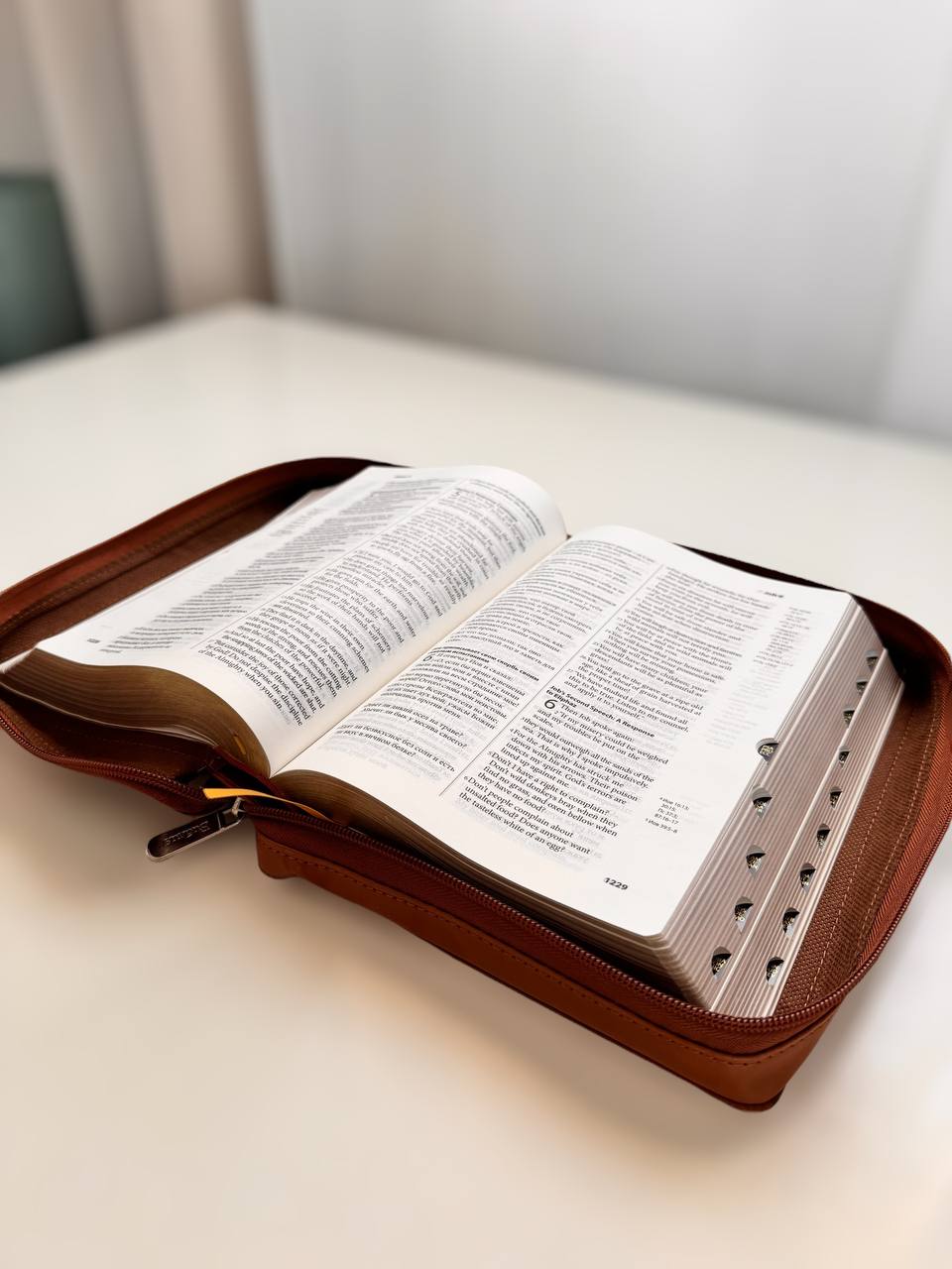 Библия русско-английская / English-Russian Bible - кожанный переплет, 15х22 см